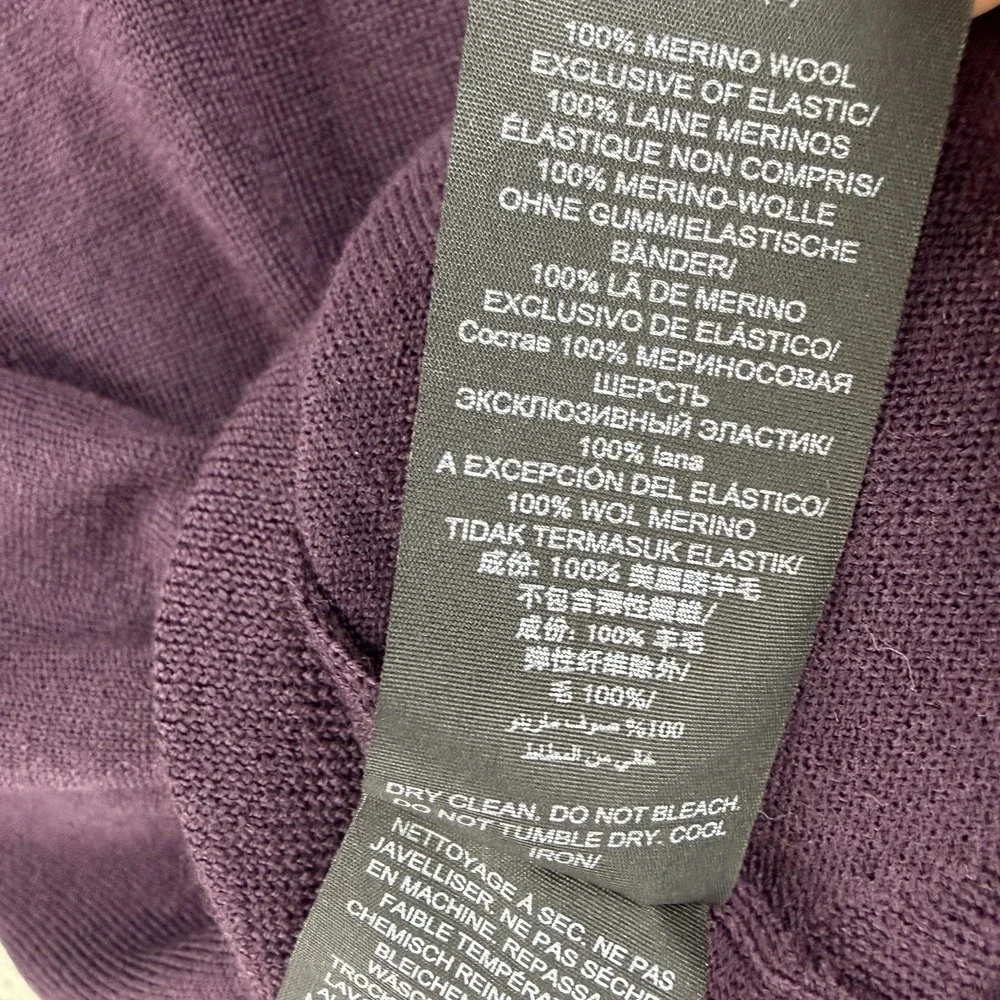 Tory Burch Sweater Cardigan Womens Small Purple 100% Merino Wool V Neck‎ Logo